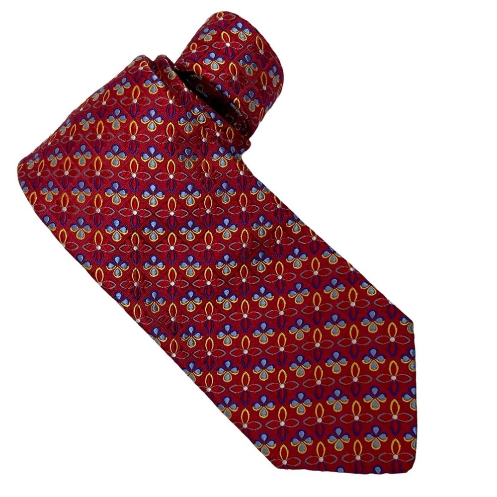 Robert Talbott John Craig Mens Silk Tie Red Floral Geometric Best‎ of Class Tie